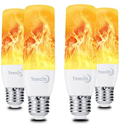 Yewclls Flammen Glühbirne E27/E26 Flammeneffekt Licht, Flackernde Licht Effekt 3.5W LED Außenleuchte Flackerlicht für Halloween Haus Garten Bar Party Hochzeit Restaurant Valentinstag Deko (4 Packung)