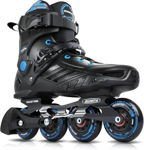 Pattini in linea per donne e uomini, lame da strada per adulti, maschi e femmine, pattini a rotelle professionali per fitness, unisex, colore nero e blu, 9,5/donna10,5/28,5 cm