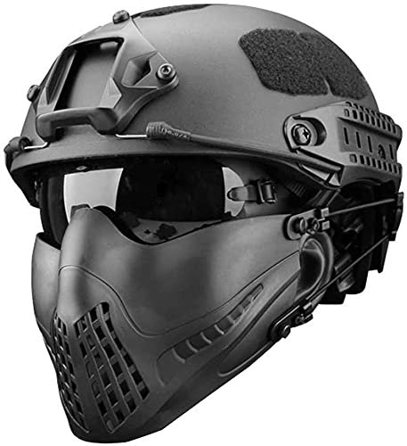 MJZYP Armee Militär Taktischer Helm, Schutzhelm Für Airsoft Paintball Für Outdoor-Sportarten, Tactical Army Militärstil Helm Für Airsoft Taktisch Militär Paintball Jagd Black