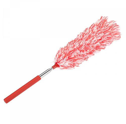 sourcing map Plumero de microfibra de 13,8 a 32,7 pulgadas, cepillo para polvo extensible para techos altos, ventanas, muebles, computadora, teclado, hogar, oficina, rojo