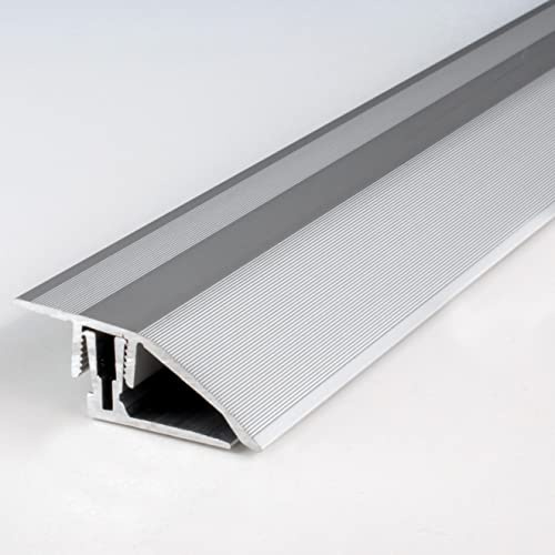 PROVISTON | Klick-Ausgleichsprofil | Aluminium eloxiert | Silber | Breite 41 mm | Höhe 11-15 mm | Länge 1000 mm | Gebohrt | Klicksystem | Anpassungsprofil | Übergangsprofil | 1 Stück