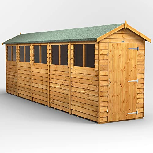 Powersheds High Grade Premium Apex Overlap Garden Wooden Shed with Security Features, Door & Window Flexibility, made from Extra Thick Timber & Toughened Glass