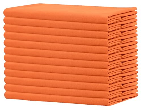 Sweet Needle Servietten, 100% Baumwolle, übergroß, 45 x 45 cm, Orange, Schwerer Stoff für den täglichen Gebrauch, mit gehrten Ecken, 12 Stück