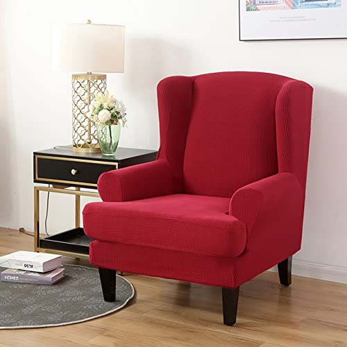 GUYIRT Weiche Stretch Ohrensessel Sesselhusse, Jacquard Sofa Abdeckung Super Stilvolle Ohrensessel Schonbezug für Wohnzimmer Schlafzimmer Hotel-rot