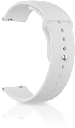 CeiBand Armband für 22MM 20MM Weiche Silikon Armbänder Sport Ersatz Uhrenarmband, Kautschuk Armband mit Edelstahlschnalle für Herren und Damen - Weiß