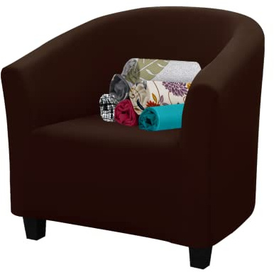 FIGOOO Sesselbezug Clubsessel Stretch Schonbezug für Cocktailsessel 1 Stück Sesselschoner Abnehmbarer Waschbarer Sesselhussen Sesselüberwurf für Einzelsofa,Dunkelbraun