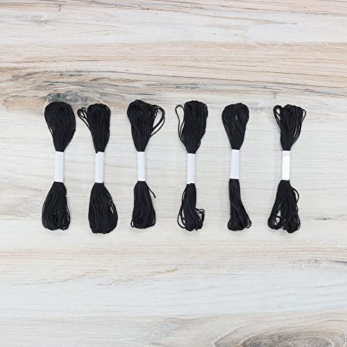 Stickgarn-Packung, 6 Knäuel, je 8,7 Meter, schwarze Sticktwist für Handarbeit, DIY-Armbänder, Basteln, Weben