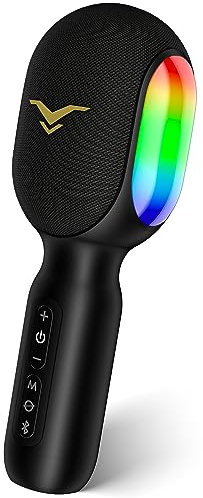 Karaoke Microphone, LED Wireless Bluetooth Microphone, Portable LED Kids Karaoke Microphones with Music Recording, Home KTV Karaoke Device, Compatible with iOS Android FM Connection in the Car