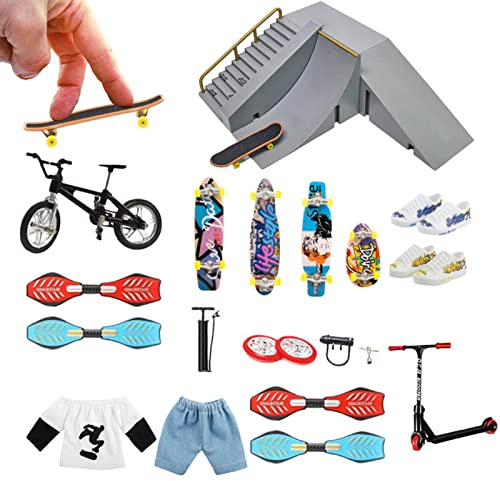 Fowybe Kit Skatepark - Fingerboard Skateboard Bici Scooter Tiny Swing Board Deck | Finger Toys Bomboniere per skateboard a mano, regali creativi per il compleanno di Natale