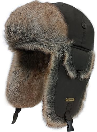 HEYANN Uschanka Trapper Russische Hütte Kunstpelz Cap Earflap Winter Bomber Hut Wintermütze Unisex Fliegermütze Fellmütze Erwachsenen für Herren