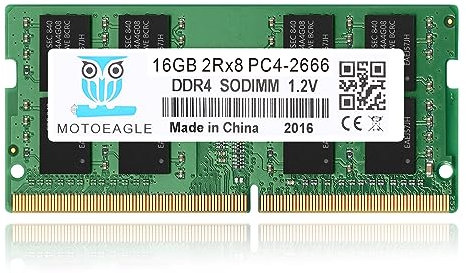 16GB DDR4 2666MHz (DDR4-2666) PC4-21300 (PC4-2666V) Non-ECC Unbuffered 1.2V CL19 2Rx8 Dual Rank 260 Pin SODIMM Laptop Notebook PC Memory RAM