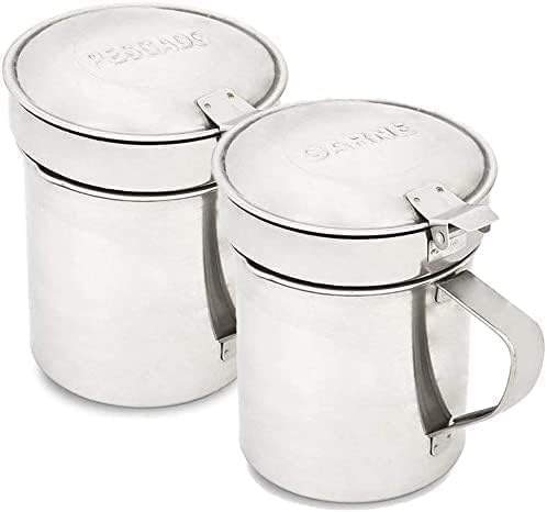 Genérico Pack 2 Aceiteras para Aceite Usado Acero Inoxidable para Cocina 550ML con Filtro Metálico/Recipiente para Aceite Usado de Cocina y Grasa/Grasera Cocina Metálica 550ML 2Uds Metálico