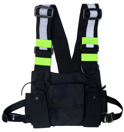 Maizoon Chest Bag Zwei-Wege Wireless Walkie Talkie Rucksack Verstellbarer Schultergurt Weste für Radfahren und Wandern Schwarz