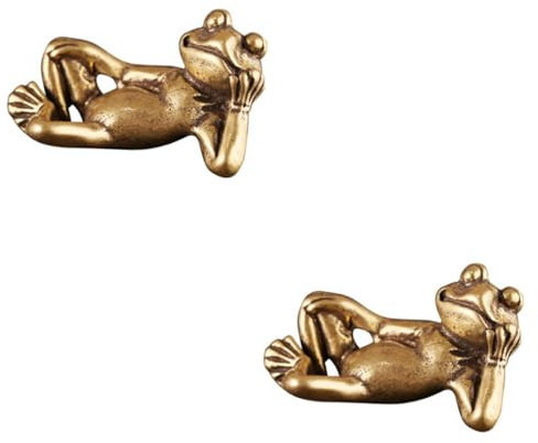 ABOOFAN 2 Stücke Retro Stil Messing Frosch Figurine Miniatur Statue Ornament Für Garten Decor