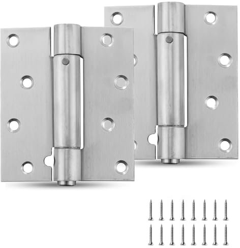 Self Closing Door Hinges(4 inches),2 PCS Door Closer Spring,Stainless Steel Automatic Close Adjustable Tension Spring Hinges for Garden Gates, Wooden Doors, Metal Gate, UPVC Doors