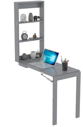 Wandklapptisch, Wand Montierter Klapptisch, Klappbarer Esstisch Zur Wandmontage, Platzsparender Schwimmender Schreibtisch, Für Wohnzimmer, Kleine Räume, Schlafzimmer, Küche, Balkon ( Color : Gray , Si