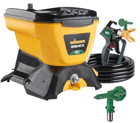 Wagner Spraytech 2467899 Control Pro 130 Power Tank Paint Sprayer, High Efficiency Airless with Low Overspray | High Efficiency Airless (HEA) sprayer system includes 515 and 311 tips for large projects with reduced overspray.