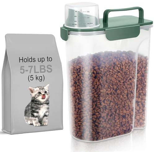 LEAWALK Cat Dog Pet Food Storage Container Up to 5-7Lbs BPA-free-Dark Green