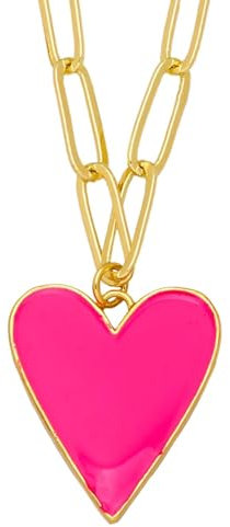 Hameadner Collana Uomo Donna Gioielli Ciondolo Pendente Necklace Collana Ciondolo Cuore Fucsia