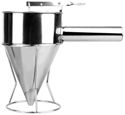 Pancake Mix Dispenser | Piston Funnel Pancake Batter Dispenser with Stand | Cupcake Batter Pourer, Kitchen Gadget for Cake, Baked Goods, Takoyaki, Desserts