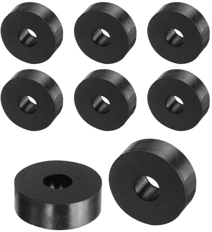 QUARKZMAN 8 Stück Gummi Unterlegscheiben Gummispacer 30mm Außendurchmesser 10mm Innendurchmesser 10mm Dicke Gummi Abstandshalter Runde Distanzhülsen für Haus Auto Zubehör Schwarz