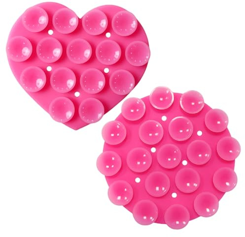 EHDWXVZM 2 Pezzi Ventoso, Adesive In Silicone, Portacellulare, Cuore, Rotonde Per Cellulare