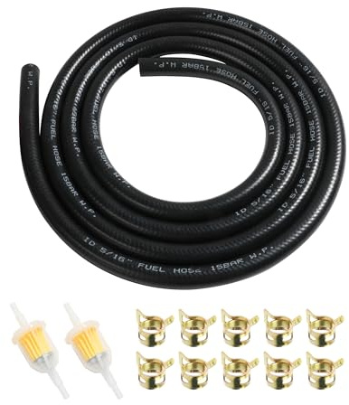 Flaconi Benzinschlauch für Auto,Kraftstoffleitung,Benzinschlauch Rasenmäher,1/4 Benzinschlauch Kit,2Meter Ø6mm,Kraftstoffleitung mit Benzinfilter und Schlauchschellen für Auto Motorrad Roller (8mm)