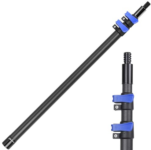 DOBEN Barra telescópica de fibra de carbono de 0,95 m con cabezal roscado universal, mango telescópico de fibra de carbono, varillas de extensión para limpieza de ventanas