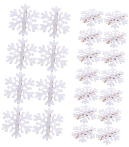 Garneck 60 STK Fotoclips Fotohalter mit Clips Schneeflocken-Ornamente Foto Wand weihnachtsspange schöner Fotohalter aus Papier fotowandclip selber Machen Hölzern Grey