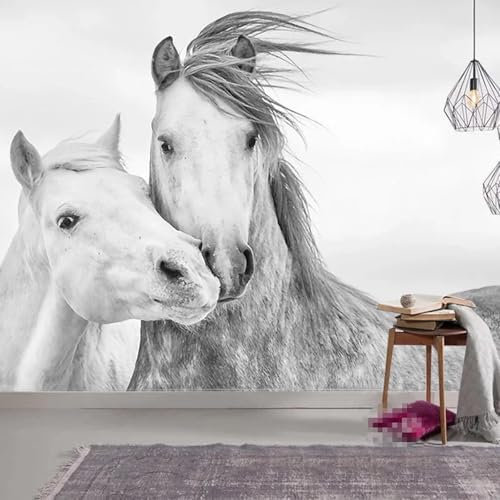 MIXUEXUNLU 3D Photo Wallpaper Living Room Bedroom Wall Painting Modern Couple White Horse Wall Decoration Mural