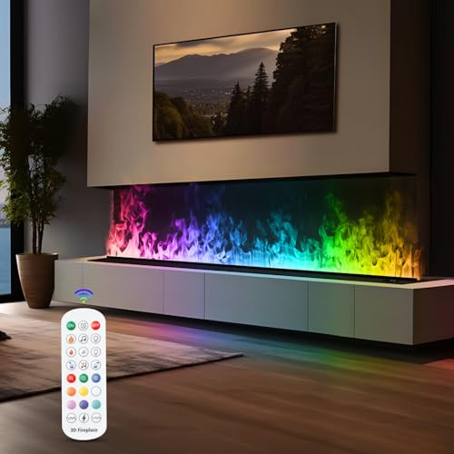 Chimenea de Vapor de Agua, Chimenea eléctrica con Control Remoto, 3D Multicolor, sin calefacción, 200cm.