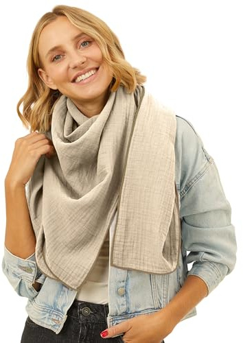 Salt & Sand Musselin Tuch Damen aus 100% Baumwolle – großes leichtes Halstuch & Schal Damen ÖKO-TEX 100 zertifiziert – weich & hautfreundlich Premium Musselintuch