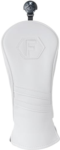 Cubiertas para cabeza de palo de golf Fairway Wood FW con etiqueta de número intercambiable 3457X, cierre elástico, piel sintética blanca