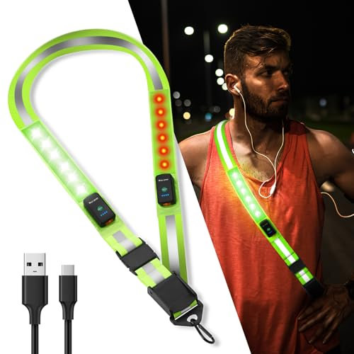 LuTuo Lauflicht Joggen mit Reflektoren Gürtel, LED Lauflampe Typ-C Wiederaufladbare, Verstellbarer Lauflicht, 360°Hoher Sichtbarkeit Laufgürtel für Laufen, Hund, Spazierengehen, Radfahren