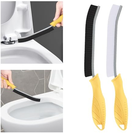 TQRR WC-Bürste, 2 Stück Badezimmer-Reinigungsbürste, WC-Schrubber, tiefe Toilettenschüsselbürste mit Aufhängeloch, multifunktionale Spaltreinigungsbürste, Borsten für Küchenspülen, Badewanne, Dusche