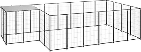DYRJDJWIDHW hundebox Auto,hundehütte,Faltbare hundebox,Hundezwinger Schwarz 8,47 m² StahlEntworfen für Garten und Terrasse.