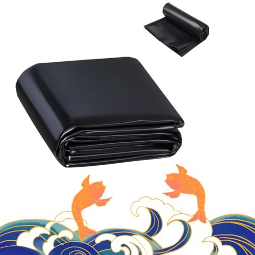 1 x 1 m HDPE-Gummiteichfolie für Gartenteich, Wasserfall und Umgebung, wiederverwendbare schwarze Dichtungsfolie, flüssige Teichfolie mit verstärktem Design.
