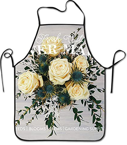 Verstellbare Kunstkittel Blumenmarkt Blumenstrauß Aus Weißen Rosen Bastelschürze Weich Malschürze Premium Schürze Für Grillen Bemalen