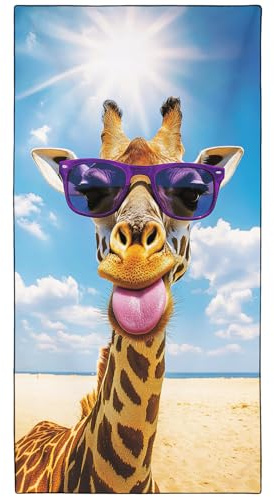 YISUMEI Mikrofaser Strandtuch XXL, Handtuch Leicht Badetuch Schnelltrocknend, Lustige Giraffe, 180 x 90 cm