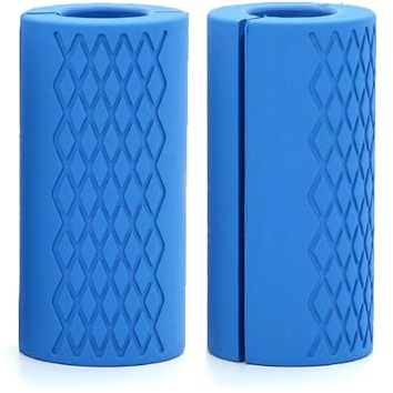2 Stück Hantel Griffe Silikon, Lang Hantelgriffe, Langhantelstange, Silikon Grips Hantel für Langhantel Und Hanteltraining Muskelaufbau, Blau 1 Paar