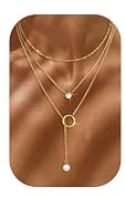 Chriscoco 3Pcs Collier Femme Or Acier Inoxydable Réglable CZ Pendentif Chaine - avec Boîte À Bijoux