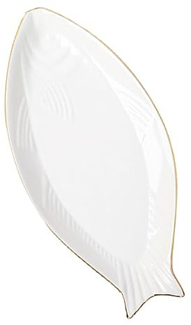 Alipis Fischplatte Keramik Servierplatte für Sushi Obst und Desserts Fischförmiges Design Langlebig und Leicht zu Reinigen für Zuhause und Restaurants