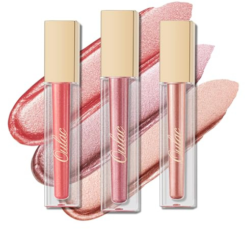 Oulac Lippenstift Metallic Glitzer 2-in-1 Lipstick＆Lidschatten Lippenstift 8 Stunden Halt Leichter Lippenstain Hochpigmentiert Wischfest Wasserfester Set 2