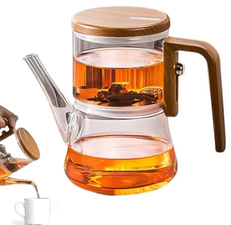 Teiera magnetica in vetro – Teiera in vetro con separazione d'acqua, bollitore trasparente resistente al calore con coperchio | Teiera in borosilicato spesso per preparare tè, teiera durabl