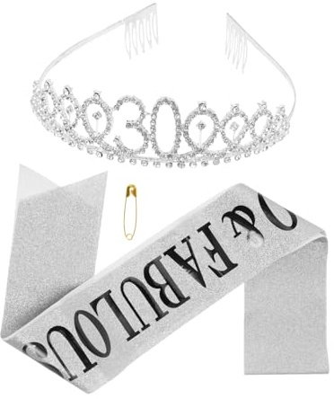 Set Corona con Fascia per Festa Compleanno, Argento, Leggero