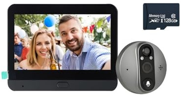 VEKELETE Spioncino Digitale Wi-Fi Tuya Smart da 4,3 Pollici con Telecamera e videocitofono Magic Eye, HD 1080P, Campanello for Esterni(S36-Tuya-128G)