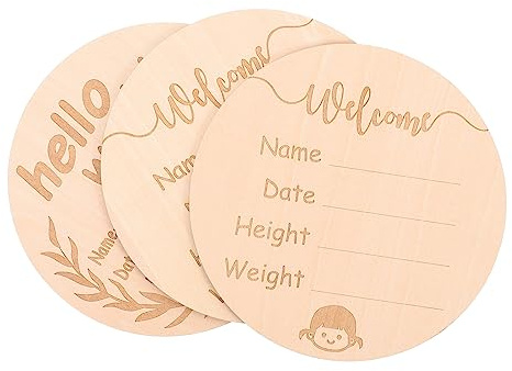 FRCOLOR 3 Stück Geburtsanzeigeschild Babyfreundlich und Gratfrei Klassische Meilensteinkarten für Monatliche Erinnerungen an Neugeborene