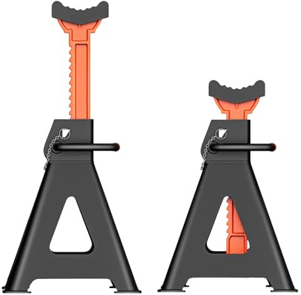 VOBOR Set 2 Chandelles Voiture 3T, avec Tampon en Caoutchouc et Goupille de Sécurité, 295-415mm Hauteur Réglable, Accessoire Voiture pour la Stabilité Cric Équipement Auto Garage Atelier