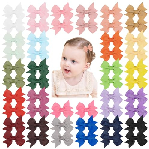 50 Stück 2 Baby Mädchen Haarschleifen Voll gefüttert Grosgrain Boutique Solid Band Mini Bügen baby haarschmuck für Mädchen, Teenager, Säuglinge, Kinder, Kleinkinder, Neugeborene