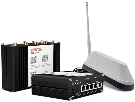 SELFSAT MWR 6550 5G Cat 19 WiFi 6 Router WLAN fino a 3,4 Gbps con antenna Shark 5G, colore bianco